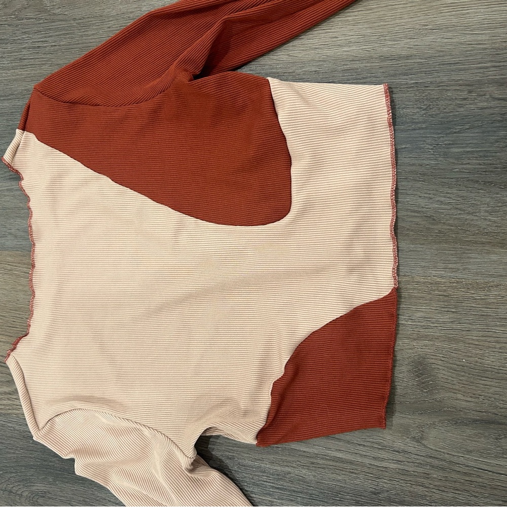 SHEIN Colorblock Top - Rust and Beige